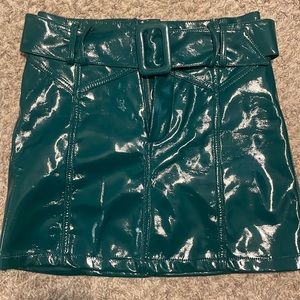 Forever 21 Green Leather mini skirt with belt